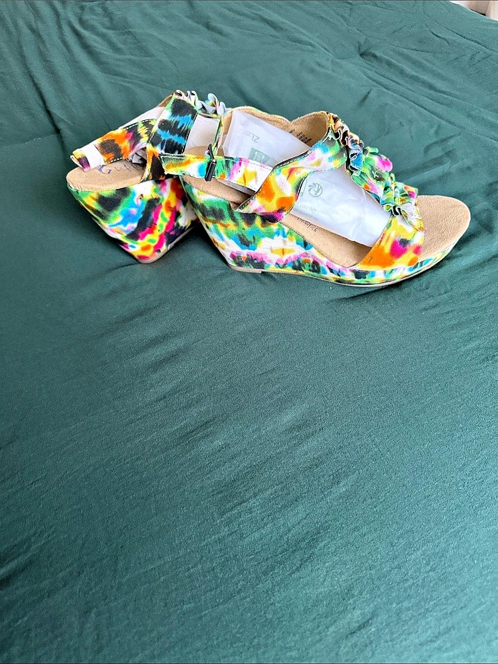 Multicolor Printed Wedge Sandals Like New
